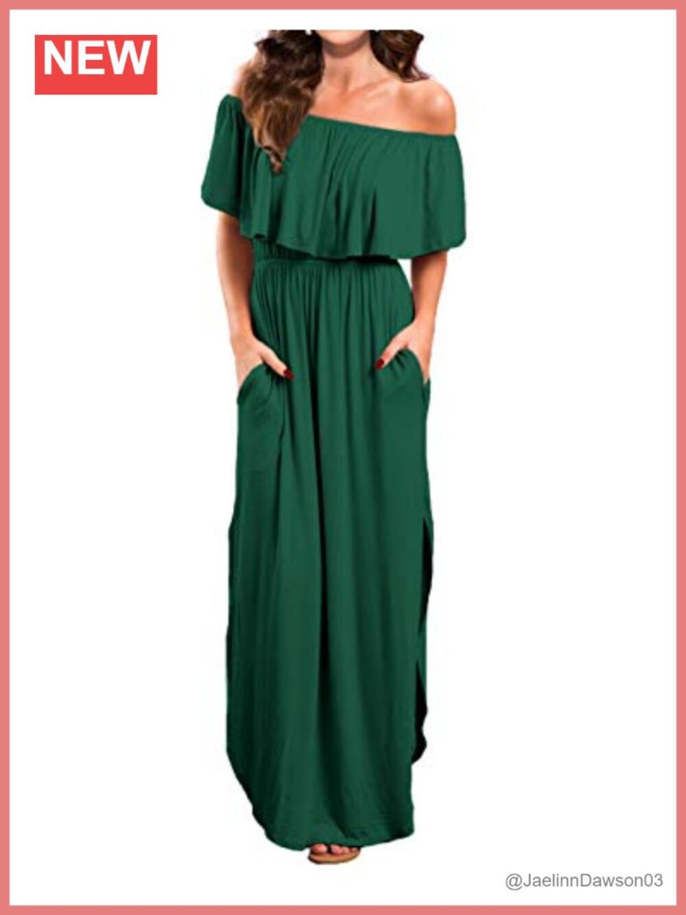Off Shoulder Ruffle Maxi Dress with Pockets Beach Summer